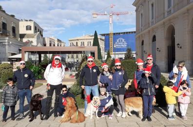 Bari, golden retriever e accompagnatori nella «Passeggiata natalizia a 6 zampe»