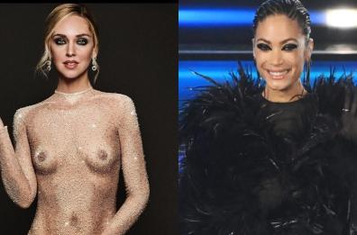 Sanremo 2023, Chiara Ferragni e l'abito trasparente. Elodie cigno nero