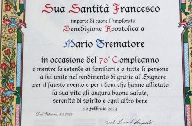 Benemerenza del Papa al pompiere foggiano che salvò la Sacra Sindone dall'incendio