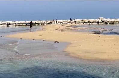 Bari, a Pane e Pomodoro con la bassa marea spunta un'isola 
