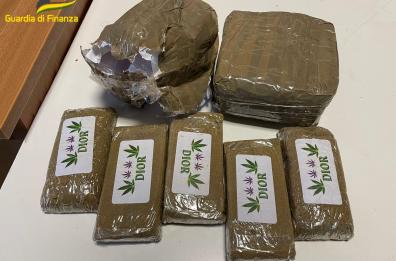 Metaponto, GdF controlla un bus diretto in Calabria: in uno zaino trovato un chilo di hashish