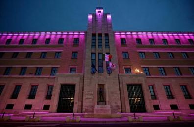 Giornata Mondiale Malattie Croniche: palazzo della presidenza illuminato di viola