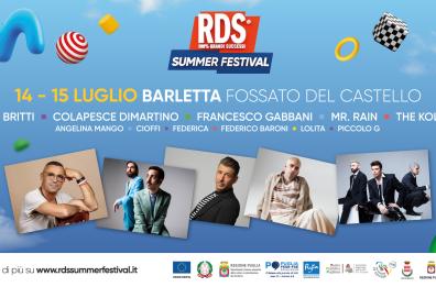La musica di Rds approda a Barletta con «Rds Summer Festival» il 14-15 luglio
