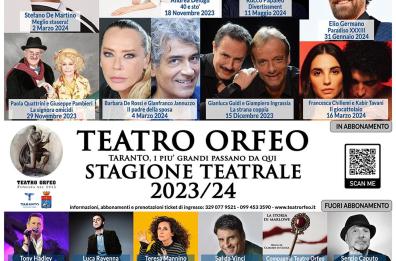 La stagione del teatro Orfeo a Taranto con Francini, Germano e Allevi