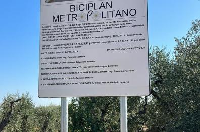 Bari, biciplan metropolitano, al via lavori ciclovia adriatica e conca barese 