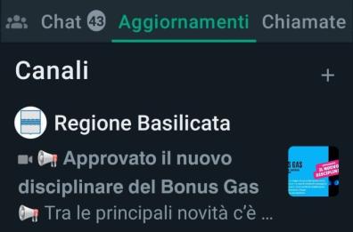 Basilicata, la Regione ha il suo canale ufficiale Whatsapp