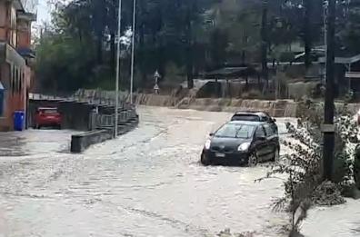 Appennini, inondazione e nubifragio a Porretta Terme