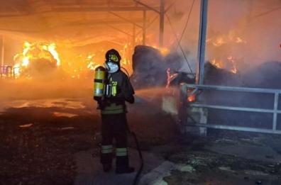 Incendio in un'azienda agricola a Latiano: a fuoco diverse balle di fieno

