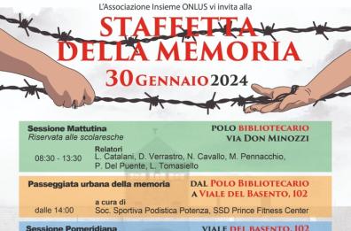 A Potenza il 30 gennaio si terrà la 'Staffetta della Memoria'