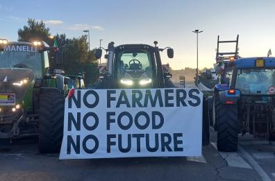 «No alle politiche Ue», nel Barese manifestazione spontanea di agricoltori con trattori