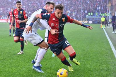 Genoa - Lecce 2 a 1, non è bastato il gol del giallorosso Krstovic al 31'  