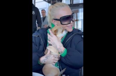 Sul lungomare di Bari nasce la storia d'amore tra Paola Barale e la cagnolina Rossita