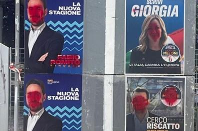Bari, sfregiati i manifesti della Meloni e di Romito, candidato sindaco del centrodestra