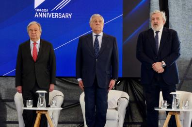 Emiliano a Brindisi con Guterres e Tajani: «Vorremmo qui centro Onu per bambini vittime di guerre»
