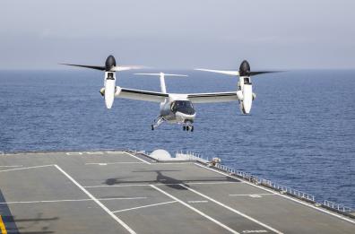 Voli di prova ok sulla &laquo;Cavour&raquo;: piace il convertiplano di Leonardo