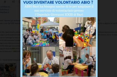 Diventare volontario dell’Associazione per il Bambino In Ospedale (ABIO) di Bari: un incontro informativo 