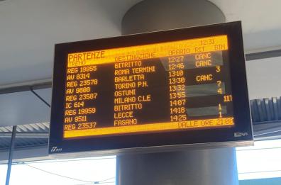 Sciopero personale del gruppo Fs: treni cancellati e forti disagi nella stazione centrale di Bari