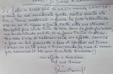 «Vamos! Si torna a Santa Marta», Lino Banfi scrive una poesia per Papa Francesco