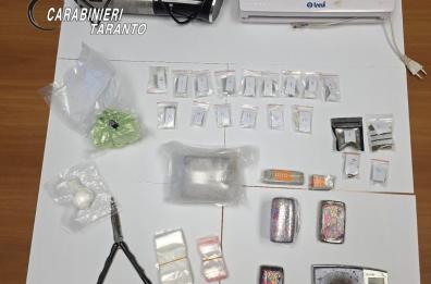 Massafra, in cantina cocaina, hashish e marijuana per oltre 70mila euro di valore: arrestato 36enne