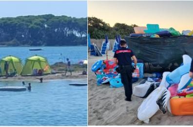 Turismo selvaggio, i carabinieri liberano da tende e ombrelloni l’isolotto occupato a Porto Cesareo