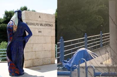 «Castellaneta, la statua di Rodolfo Valentino smontata e abbandonata su un marciapiede». Proteste anche dagli Usa