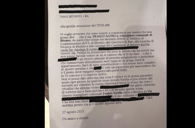 Bitonto, lettere anonime ai negozianti «Attenti, il consigliere vi farà chiudere»