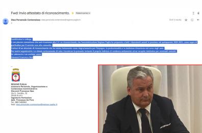 La mail dell'assessore Stea (in pseudo italiano) per chiedere mail e indirizzo agli ex dipendenti della Regione. FdI: «Schedatura a fini elettorali»