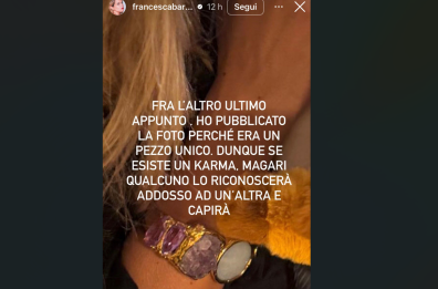 Furto in treno per Francesca Barra: «Sparito bracciale, aveva grande valore affettivo»