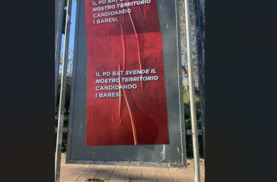 «Il Pd BAT svende il nostro territorio candidando i baresi», a Barletta manifesti abusivi contro De Santis «Il Pd BAT svende il nostro territorio candidando i baresi», a Barletta manifesti abusivi contro De Santis