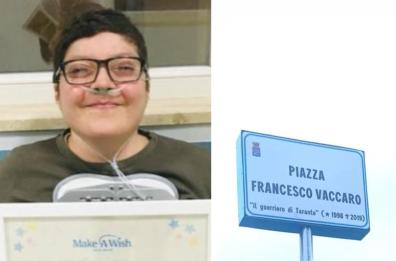 Ai Tamburi intitolata una piazza a Francesco Vaccaro, il «guerriero di Taranto» morto a 20 anni per anemia emolitica