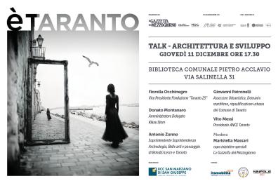 A «È Taranto» si parla di architettura e sviluppo: una città che vive nel continuo gesto di reinventarsi A «È Taranto» si parla di architettura e sviluppo: una città che vive nel continuo gesto di reinventarsi