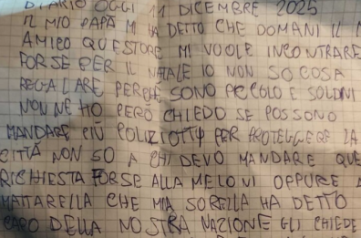 La letterina di Giovanni, 9 anni: «Per Natale chiedo più poliziotti per proteggere la mia Foggia» La letterina di Giovanni, 9 anni: «Per Natale chiedo più poliziotti per proteggere la mia Foggia»