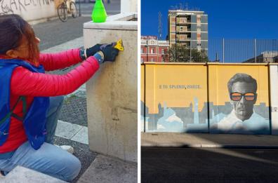 A Bari le &laquo;Olimpiadi della civilt&agrave;&raquo;: i volontari ripuliscono piazza Cesare Battisti. E a fine anno il ritocco del murale di Pasolini