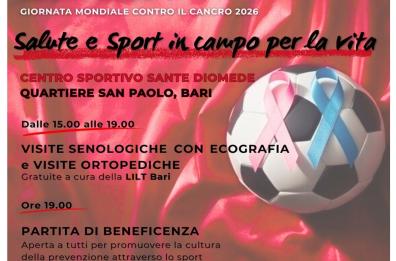 Giornata mondiale contro il cancro: a Bari il 4 febbraio si parla di prevenzione e sport con la LILT