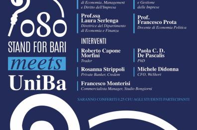 Universit&agrave;, il progetto di mentoring di 080 Stand For Bari arriva a Economia