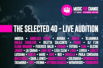 Music for Change 2026, svelati i 40 artisti delle Live Audition: quattro pugliesi tra i protagonisti della nuova scena