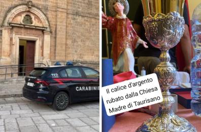 Taurisano, furto nella Chiesa Madre: ladri entrano in sacrestia e rubano calice da 4mila euro