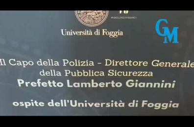 Foggia, la lectio magistralis del capo della Polizia, Prefetto Giannini, sui temi dell'antimafia