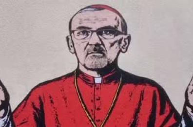 Milano, il nuovo murale di Palombo ritrae Pizzaballa sui muri della Curia Arcivescovile