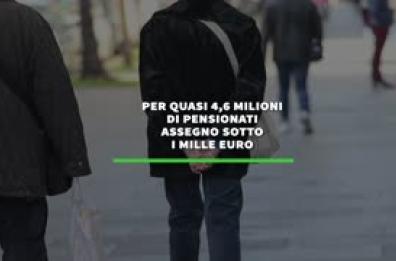 Per quasi 4,6 milioni  di pensionati  assegno sotto  i mille euro