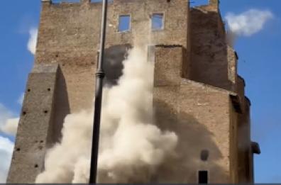 Nuovo crollo alla Torre dei Conti ai Fori Imperiali