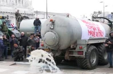Gli agricoltori spruzzano latte davanti al Pirellone: "E' quello che accade alle aziende"