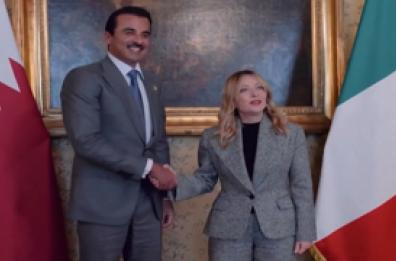 Meloni riceve l'emiro del Qatar a Milano