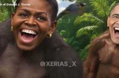 Barack e Michelle Obama ritratti come scimmie in un video pubblicato da Trump