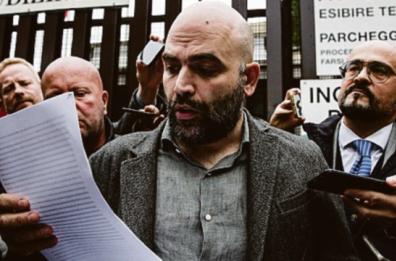 Lo scrittore Roberto Saviano ospite di Formigli a PiazzaPulita dopo prima udienza del processo