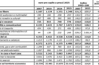 Consumi, negli ultimi 30 anni sprint per tecnologia e tempo libero