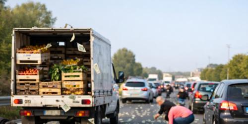 Cadono banconote da un camion della frutta nel Salento: automobilisti lasciano le auto in coda a raccogliere il denaro