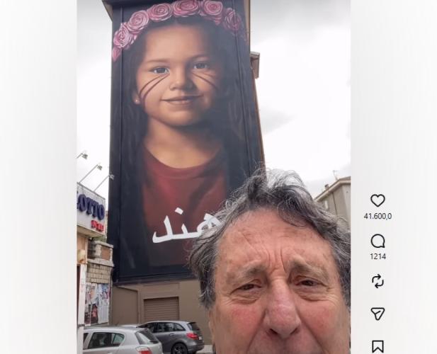 Potenza, Enzo Iacchetti commenta sui social il murale dedicato alla piccola Hind Rajab: il video &egrave; virale