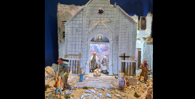 A Candela la mostra dei presepi riproduce l'unica chiesa cristiana rimasta a Gaza