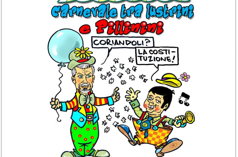Nico Pillinini ospite al carnevale di Putignano con le sue vignette e la sua raccolta di vignette "LA GAZZA".